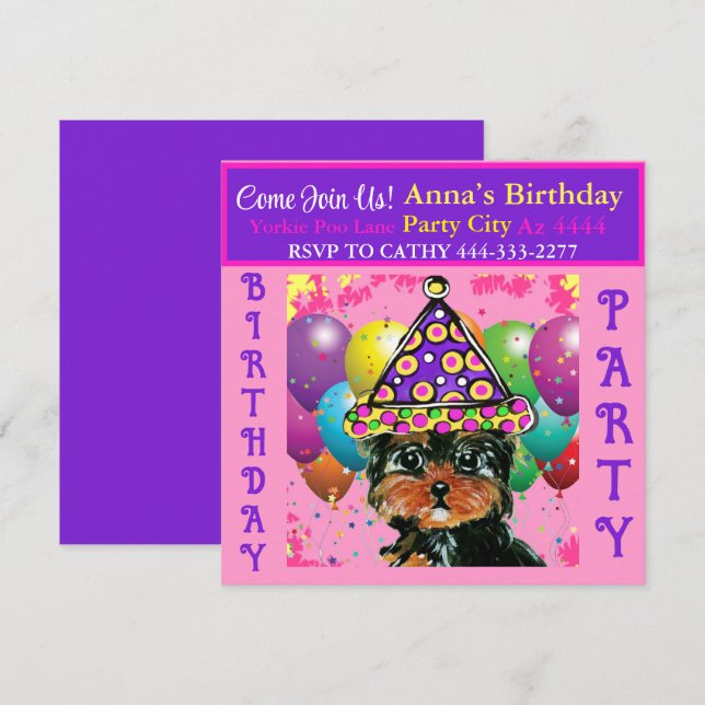 Convites Festa do Yorkie Poo  (Frente/Verso)