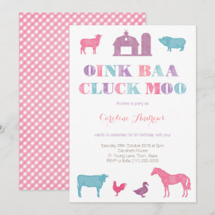 Convites festa do zoo, garota fazenda macdonald