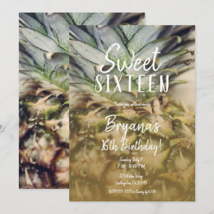 Convites Festa Doce 16 Dourado Tropical de Abacaxi