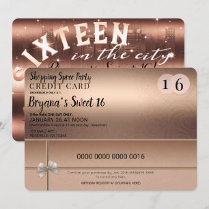Convites Festa Doce 16 Limusine Cidade Compras Rose Gold