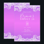 Convites Festa Doce 16 Renda Rosa Roxo e Branco<br><div class="desc">Personalize para qualquer evento</div>