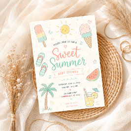 Convites Festa doce de verão tropical feita à mão para chá