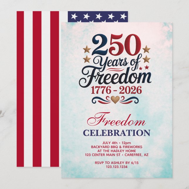Convites Festa dos 250 Anos da América (Frente/Verso)