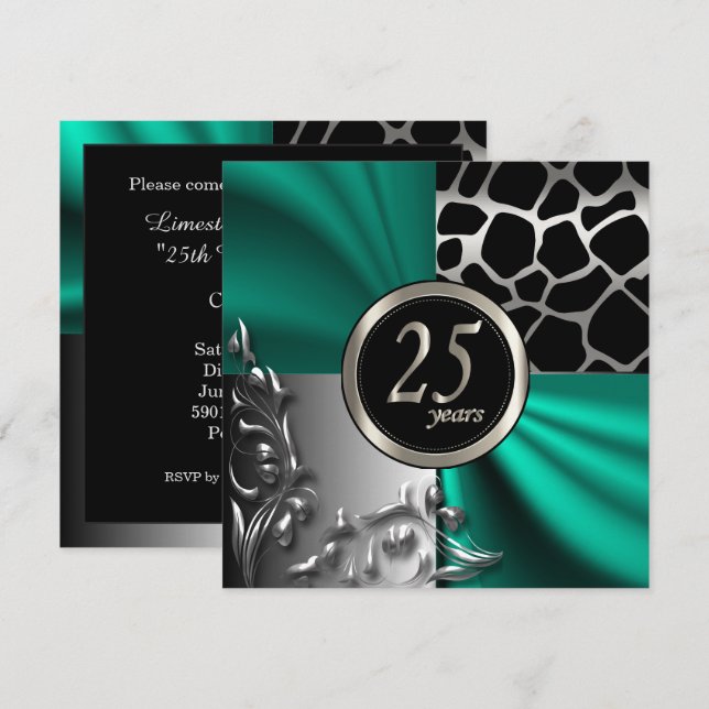 Convites Festa dos 25 Anos Elegant Green (Frente/Verso)