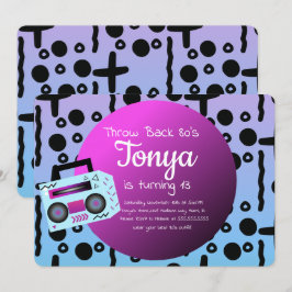 Convites Festa dos Anos 80 e 90 Ombre Vintage BoomBox Retro