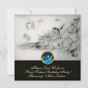 Convites FESTA DOS DOZE ANOS DE CONCHAS Monograma Safira