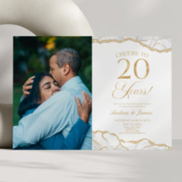 Convites Festa Dourada Branca de 20 de Casamento de Casamen