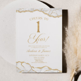 Convites Festa Dourada Branca do Aniversário de Casamento 1