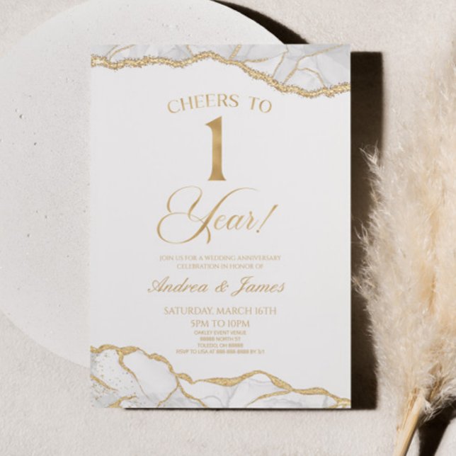 Convites Festa Dourada Branca do Aniversário de Casamento 1 (Criador carregado)