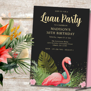 Convites Festa Dourada de aniversário de 30 anos Luau