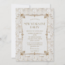 Convites Festa Dourada de Arte Deco de Ano Novo do Luxo Fle