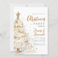 Festa Dourada de Árvore de Natal Branco Elegante