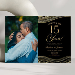 Convites Festa Dourada de Casamento com 15 de Agate Negra