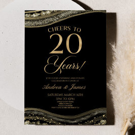 Convites Festa Dourada de Casamento com 20 de Agate Negra