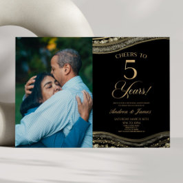 Convites Festa Dourada de Casamento com 5 de Agate Negra