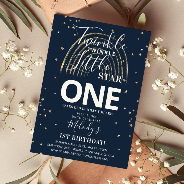 Convites Festa Dourada de Estrela e primeiro aniversario do (Criador carregado)