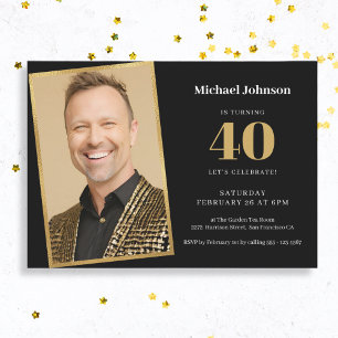 Convites Festa Dourada de Foto Personalizada Simples