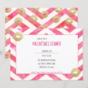 Convites Festa Dourada de Lábios de Namorados de Chevron R