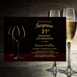 Convites Festa Dourada de Vidro de aniversário de 21 anos d