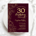 Convites Festa Dourada Floral aniversário de 30 anos<br><div class="desc">Convite de festas Floral Dourado e brilhante. Design de marrom moderno minimalista, com desenhos botânicos em destaque, folha de ouro falsa e letra de script de tipografia. Simples trendy convida cartão perfeito para uma festa de na moda. Pode ser personalizado para qualquer idade. Impressos convites Zazzle ou modelo de impressão...</div>