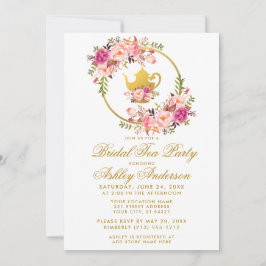 Convites Festa Dourada rosa de chá de Chá de panela Floral 