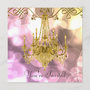 Convites Festa Dourada rosa de Chandelier All Occastion
