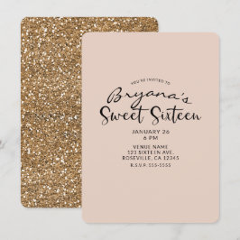 Convites Festa Doze Anos Glitter Dourado Moderno Glam