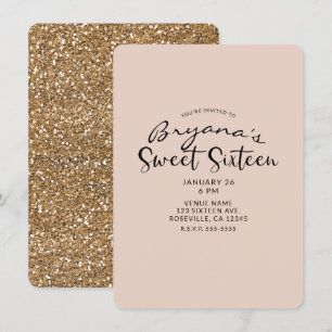 Convites Festa Doze Anos Glitter Dourado Moderno Glam