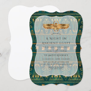 Convites Festa Egípcia com papel alumínio dourado e azul