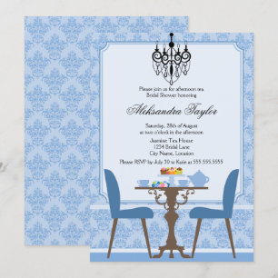 Convites Festa Elegante Damask e Chandelier Tea
