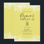 Convites Festa Elegante de 16 Anos Amarelo e Renda Branca<br><div class="desc">Personalize para qualquer evento</div>