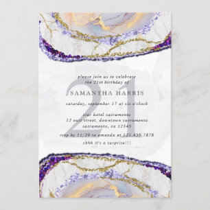 Convites Festa Elegante De aniversário de 21 anos Azul E D