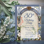 Convites Festa Elegante de aniversário de 30 anos de Arca F<br><div class="desc">Uma design de festa de aniversário inspirada no jardim, que apresenta uma elaborada arca decorativa ao estilo barroco, enfeitiçada com uma elegante mistura de motivos florais. O arco é graciosamente enrolado em delicada Lily do Vale e flores Hawthorn, criando uma atmosfera romântica e eterno. O detalhamento intrincado dos elementos barrocos...</div>