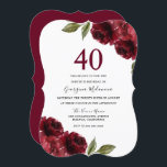 Convites Festa Elegante de aniversário de 40 anos de Rosas<br><div class="desc">Convite de festas Elegante do Rosa vermelha Burgundy Ver coleção correspondente em Niche e Nest Store</div>