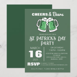 Convites Festa Elegante de Dia de São Patrício com Trevo Ve