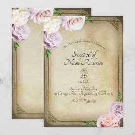 Convites Festa Elegante de Floral Vintage de Conto de Fadas