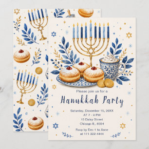 Convites Festa Elegante de Hanukkah
