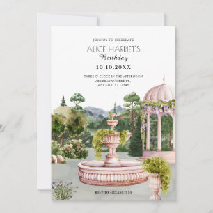 Convites Festa elegante de jardim verde estética de aquarel