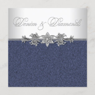Convites Festa Elegante de Jeans e Diamantes