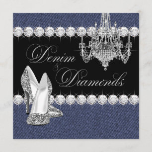 Convites Festa Elegante de Jeans e Diamantes