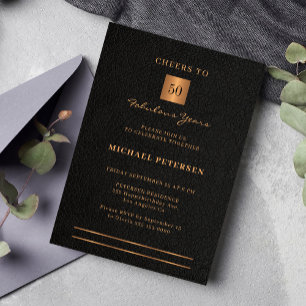 Convites festa elegante de ouro negro de 50 anos