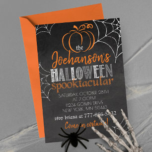 Convites Festa Elegante de Pumpkin Chalkboard Halloween