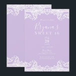 Convites Festa Elegante de Sweet 16 de Renda Lilás e Branca<br><div class="desc">Personalize para qualquer evento</div>