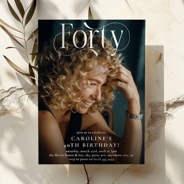 Convites Festa Elegante do aniversário de 40 anos de Fotogr (Criador carregado)