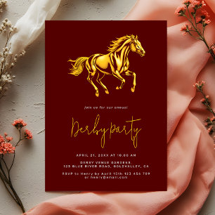 Convites Festa Elegante do Cavalo de Corrida Derby Dourado 