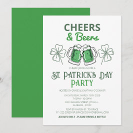 Convites Festa Elegante do Dia de São Patrício com Trevo Ve