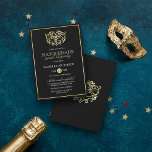 Convites Festa Elegante Dourada e Mascarada Negra Doce 16<br><div class="desc">Elegante Dourado & Black Mascarada Doce 16 Convites de festas por Eugene_Design.</div>