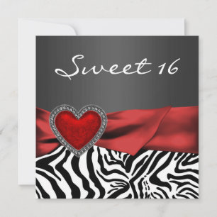 Convites Festa Elegante Sweet 16 da Zebra Vermelha