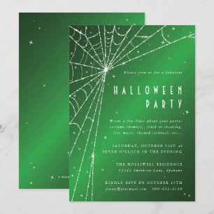 Convites Festa Elegante Verde Espelhante na Web Halloween