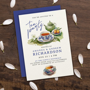 Convites Festa Elegante Vintage do Tea Time Cups Garden